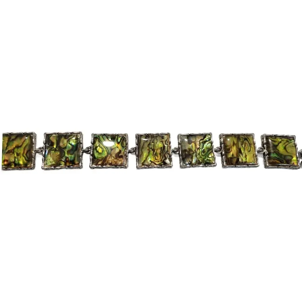 Vintage Faux Abalone Link Bracelet, 7